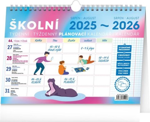 neuveden: Školní plánovací kalendář s háčkem 2026, 30 × 21 cm