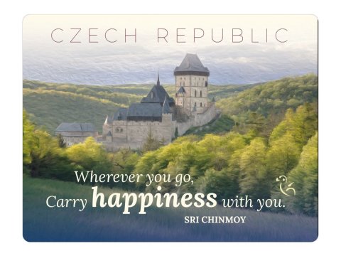 Chinmoy Sri: Magnet na lednici Czech Republic  Wherever you go. Carry Happiness With You
