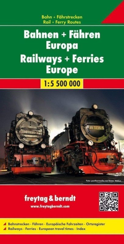 neuveden: Evropa železniční mapa 1:3,5 mil (Bahnen + Fähren Europa, Eisenbahnkarte 1: