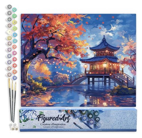 : Malování podle čísel - Pagoda Za Podzimní Noci bez rámu 40x50cm