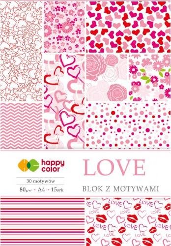 neuveden: Blok se vzorovanými papíry A4 - Love 80 g