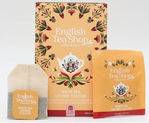 neuveden: English Tea Shop Čaj bílý Lychee a kakao, 20 sáčků