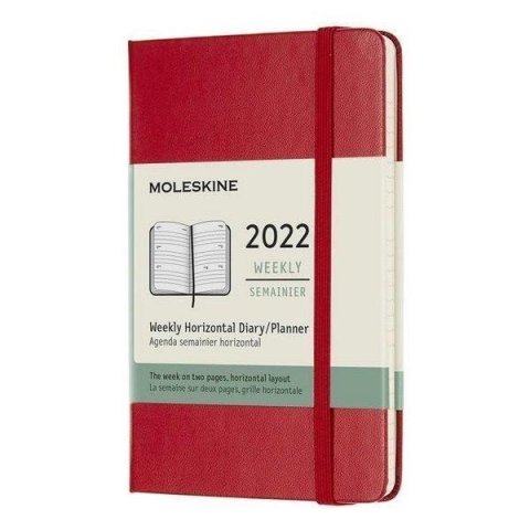 neuveden: Moleskine Horizontální diář 2022 červený S, týdenní, tvrdý