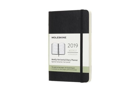 neuveden: Moleskine: Horizontální týdenní diář 2019 měkký černý S