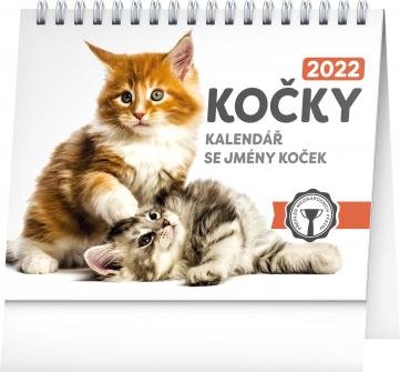 neuveden: Kalendář 2022 stolní: Kočky – se jmény koček, 16,5 × 13 cm
