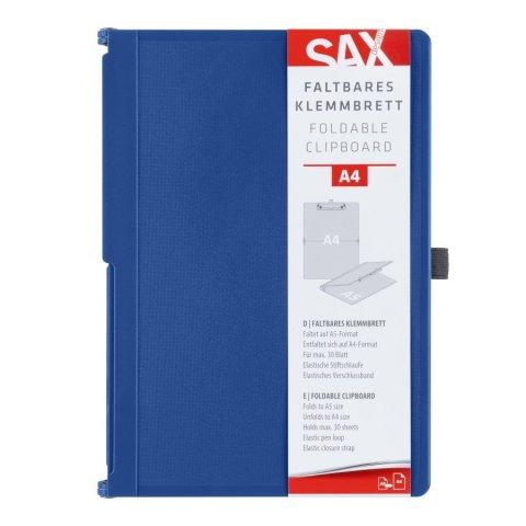 neuveden: Uzavíratelné psací desky s klipem SAX A4 - modré