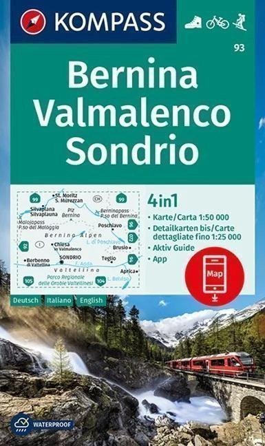 neuveden: Bernina, Valmalenco 1:50 000 / turistická mapa KOMPASS 93
