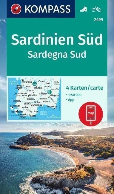 neuveden: Sardinie jih 1:50 000 / sada 4 turistických map KOMPASS 2499