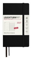 -: Týdenní plánovač & Zápisník Black, Pocket A6 2027, anglicky