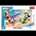 neuveden: Trefl Puzzle Mickey Mouse a Minnie - Zábava na pláži / 15 dílků