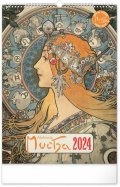 neuveden: Kalendář 2024 nástěnný: Alfons Mucha, 33 × 46 cm