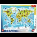neuveden: Trefl Puzzle Mapa světa se zvířátky / 25 dílků
