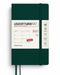 -: Týdenní plánovač Forest Green, Pocket A6 2027, Softcover, anglicky