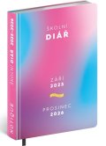 neuveden: Školní diář 2025/2026 Růžový (září 2025 - prosinec 2026), 9,8 × 14,5 cm