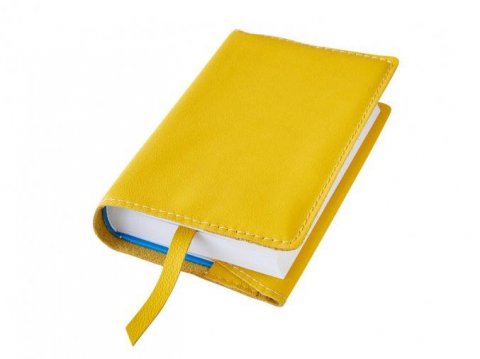 neuveden: Variabilní kožený obal na knihu se záložkou - kůže žlutá