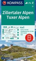 : Zillertalské Alpy, Tuxské Alpy 1:50 000 / turistická mapa KOMPASS 37