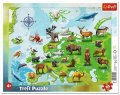 neuveden: Trefl Puzzle Mapa Evropy se zvířátky / 25 dílků