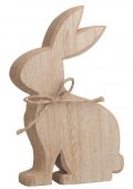 neuveden: Zajíc dřevěný na postavení s mašličkou 9 x 15 cm