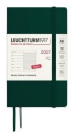 -: Týdenní plánovač & Zápisník Forest Green, Pocket A6 2027, Softcover, anglic
