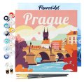 : Mini malování podle čísel - Travel Poster Praha 20x20cm na rámu