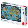 neuveden: Puzzle Kreslená mapa světa 1000 dílků