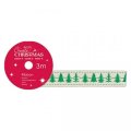 neuveden: DOCRAFTS bavlněná krémová stuha - vánoční stromky 1,5 cm x 3 m