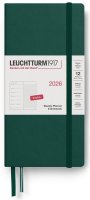 neuveden: Weekly Planner & Notebook 2026 Wallet (B6+ x A6) Forest Green - tečkovaný