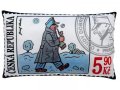 Lada Josef: Švejk v zimě - poštovní známka/ Polštář 30x18cm