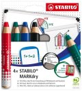 neuveden: Suchý popisovač na tabuli a flipchart STABILO MARKdry - sada 4 ks s ořezáv