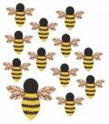 neuveden: Včela dřevěná s lepíkem 4 cm, 12ks v sáčku