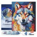 : Diamantové malování - Barevný Vlk 40x50cm na rámu
