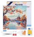 : Mini diamantové malování - Fuji Nad Jezerem na rámu 25x25cm