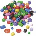 neuveden: Dřevěné korálky mix 150g - různé tvary, barvy, velikosti