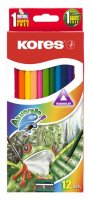 neuveden: Kores Akvarelové pastelky trojhranné 3 mm 12 barev s ořezávátkem a štětcem