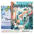 : Malování podle čísel - Vintage Rozkvetlé Santorini na rámu 40x50cm
