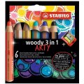 neuveden: Pastelky STABILO Woody 3in1, sada 6 ks v pouzdru s ořezávátkem 