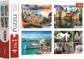 neuveden: Puzzle Santorini, Benátky, Zámek Sully-sur-Loire a Kočky 4x1000 dílků