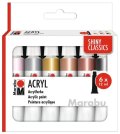 neuveden: Marabu Sada akrylových barev Shiny Classics 6 x 12 ml