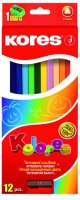 neuveden: Kores Trojhranné pastelky KOLORES 3 mm  s ořezávátkem 12 barev