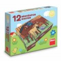 neuveden: Dřevěné lic. kostky Domácí zvířátka – 12 kostek