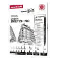 neuveden: UNI PIN sada Urban Sketching dárkový box, 8 linerů + SHALAKU mikrotužka