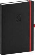 neuveden: Diář 2024: Nox - černý/červený, denní, 15 × 21 cm