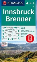 neuveden: Innsbruck, Brenner 1:50 000 / turistická mapa KOMPASS 36