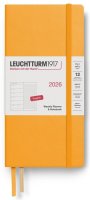neuveden: Weekly Planner & Notebook 2026 Wallet (B6+ x A6) Rising Sun - tečkovaný