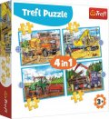 neuveden: Trefl Puzzle Pracovní stroje 4v1 (12,15,20,24 dílků)