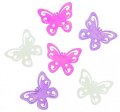 neuveden: Dřevění motýli 6cm - růžovofialový mix 6ks