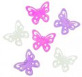 neuveden: Dřevění motýli 6cm - růžovofialový mix 6ks