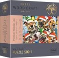 neuveden: Trefl Wood Craft Origin Puzzle Vánoční psi 501 dílků - dřevěné