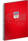 neuveden: Blok - Český olympijský tým, červený, linkovaný, spirálový, A4