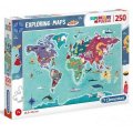neuveden: Puzzle Exploring Maps: Zvířata ve světě 250 dílků